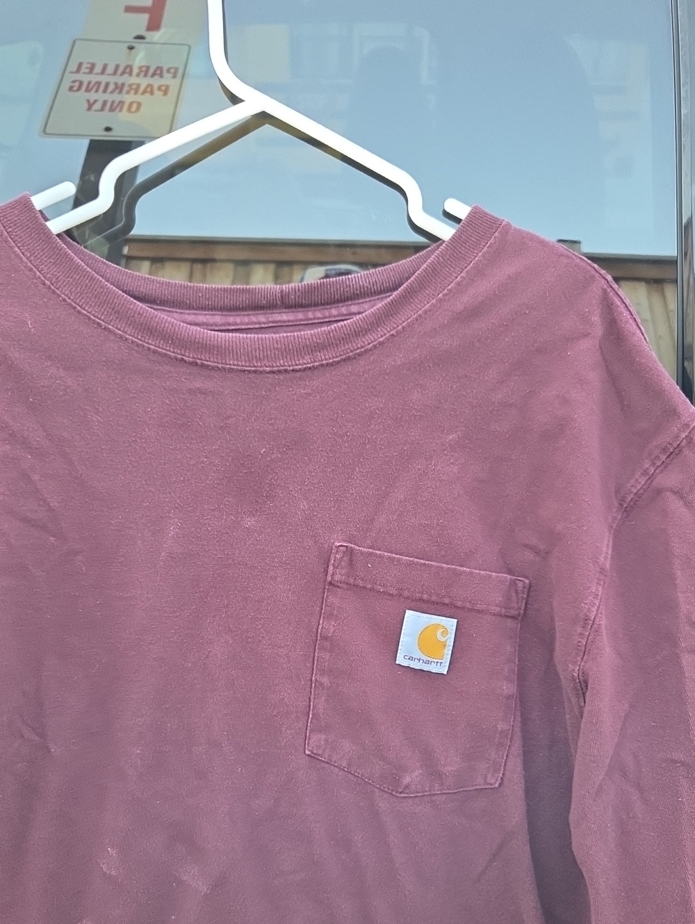 Carhartt Mens Maroon Chest Pocket Long-Sleeve Tee